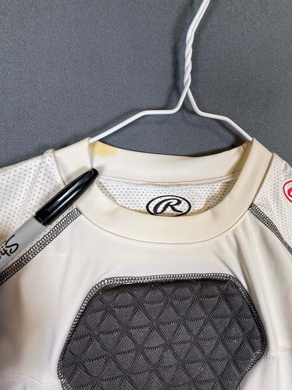 Rawlings Youth XL D-Flexion Heart Protection Compression Undershirt White Grey - Picture 2 of 6